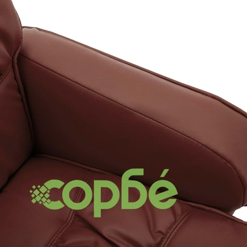 Реклайнер с табуретка, кафяв, изкуствена кожа ➤ топ цена ➤ sorbe.bg