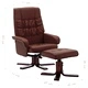 Реклайнер с табуретка, кафяв, изкуствена кожа