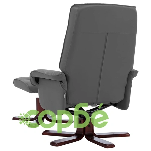 Реклайнер с табуретка, сив, изкуствена кожа ➤ топ цена ➤ sorbe.bg