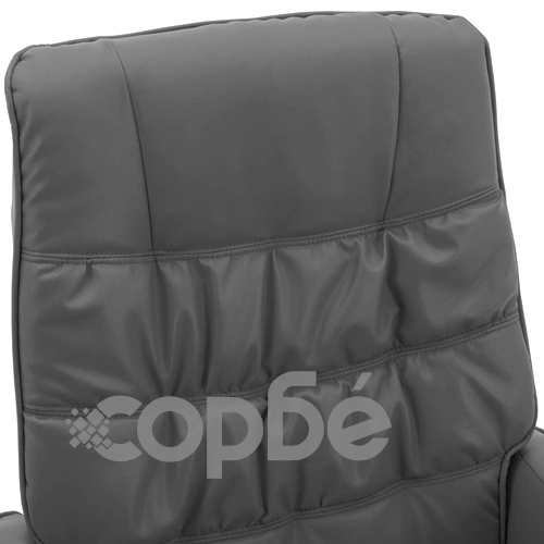 Реклайнер с табуретка, сив, изкуствена кожа ➤ топ цена ➤ sorbe.bg