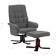 Реклайнер с табуретка, сив, изкуствена кожа