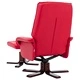 Реклайнер с табуретка, червен, изкуствена кожа