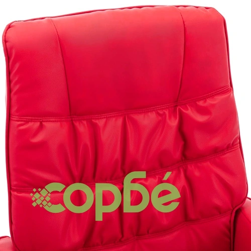 Реклайнер с табуретка, червен, изкуствена кожа ➤ топ цена ➤ sorbe.bg