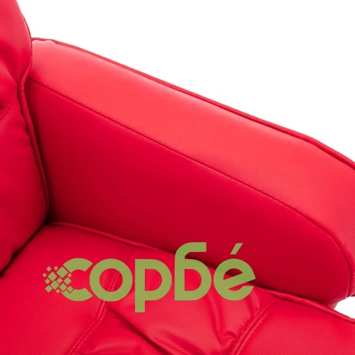 Реклайнер с табуретка, червен, изкуствена кожа ➤ топ цена ➤ sorbe.bg