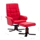 Реклайнер с табуретка, червен, изкуствена кожа