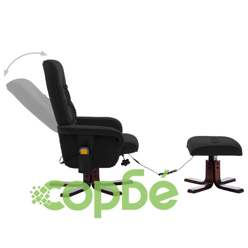 Масажен наклоняем стол с табуретка, черен, изкуствена кожа ➤ топ цена ➤ sorbe.bg