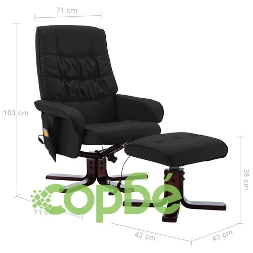 Масажен наклоняем стол с табуретка, черен, изкуствена кожа ➤ топ цена ➤ sorbe.bg