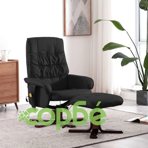 Масажен наклоняем стол с табуретка, черен, изкуствена кожа ➤ топ цена ➤ sorbe.bg