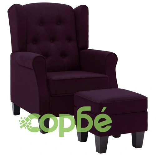 Фотьойл с табуретка за крака, лилав, текстил ➤ топ цена ➤ sorbe.bg