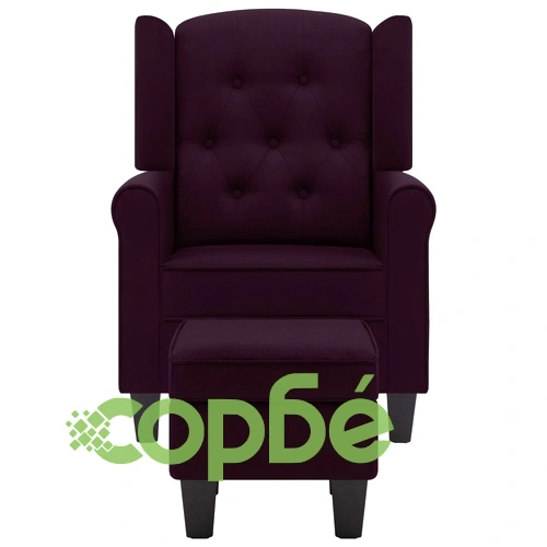 Фотьойл с табуретка за крака, лилав, текстил ➤ топ цена ➤ sorbe.bg