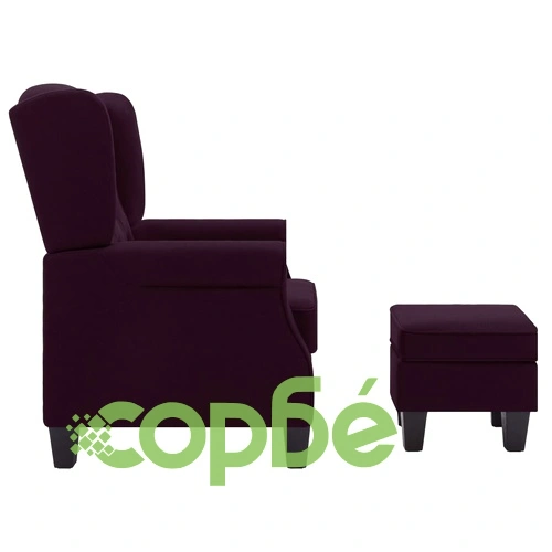 Фотьойл с табуретка за крака, лилав, текстил ➤ топ цена ➤ sorbe.bg