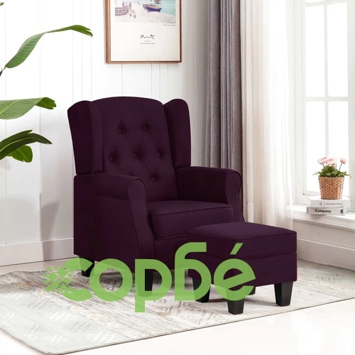 Фотьойл с табуретка за крака, лилав, текстил ➤ топ цена ➤ sorbe.bg