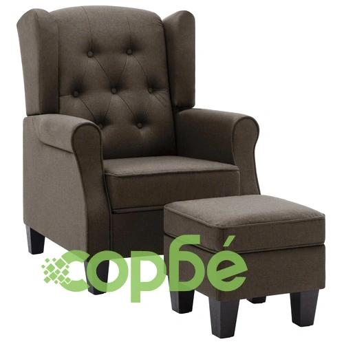 Фотьойл с табуретка за крака, таупе, текстил ➤ топ цена ➤ sorbe.bg