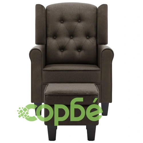 Фотьойл с табуретка за крака, таупе, текстил ➤ топ цена ➤ sorbe.bg