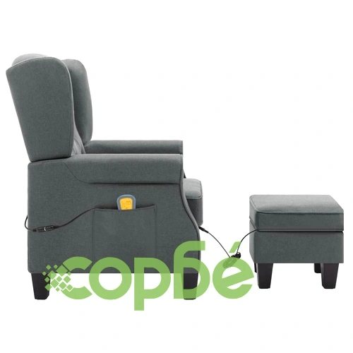 Масажен стол с табуретка, светлосив, текстил ➤ топ цена ➤ sorbe.bg