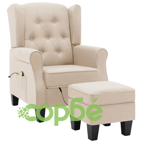 Масажен стол с табуретка, кремав, текстил ➤ топ цена ➤ sorbe.bg