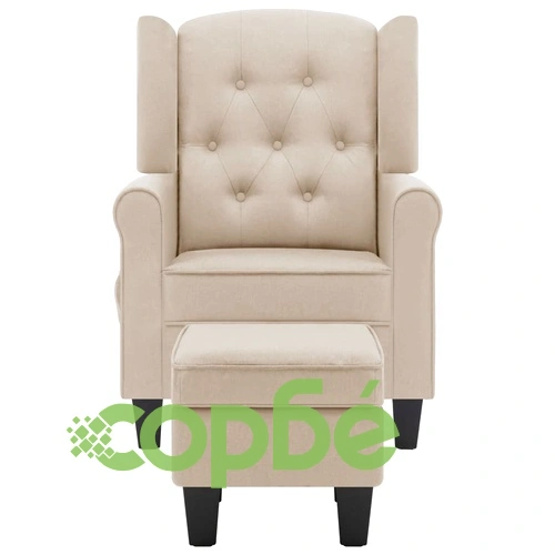 Масажен стол с табуретка, кремав, текстил ➤ топ цена ➤ sorbe.bg