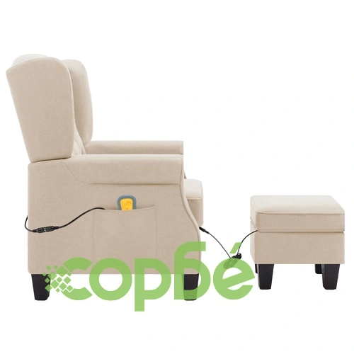 Масажен стол с табуретка, кремав, текстил ➤ топ цена ➤ sorbe.bg