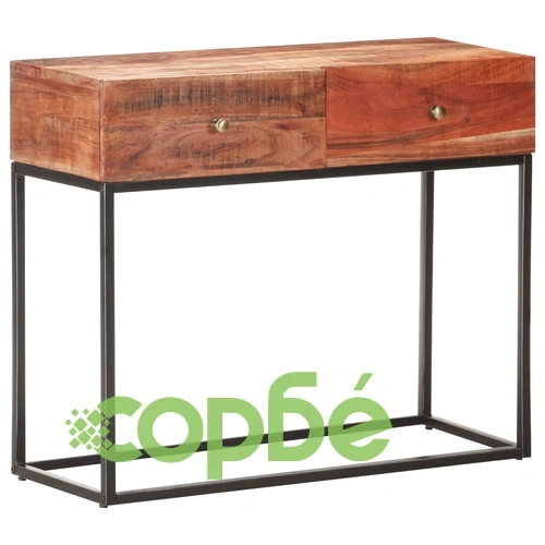 Конзолна маса, сива, 90x35x75 cм, грубо акациево дърво  ➤ топ цена ➤ sorbe.bg