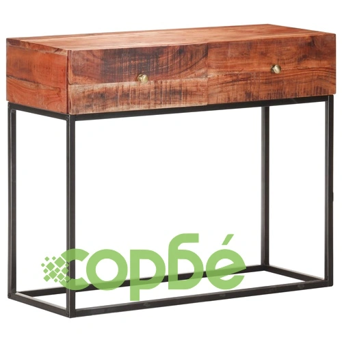 Конзолна маса, сива, 90x35x75 cм, грубо акациево дърво  ➤ топ цена ➤ sorbe.bg