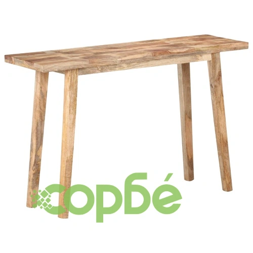 Конзолна маса, сива, 120x35x75 cм, грубо мангово дърво  ➤ топ цена ➤ sorbe.bg