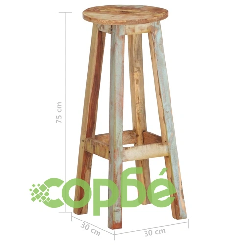 Бар столове, 2 бр, регенерирана дървесина масив ➤ топ цена ➤ sorbe.bg