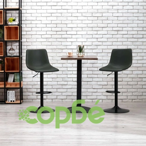 Бар табуретки, 2 бр, сиви, изкуствена кожа ➤ топ цена ➤ sorbe.bg