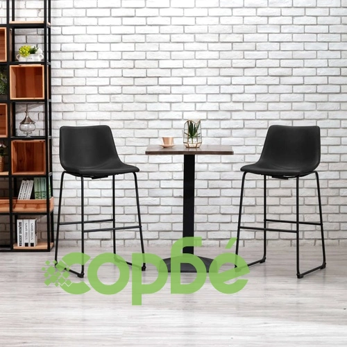 Бар табуретки, 2 бр, черни, изкуствена кожа ➤ топ цена ➤ sorbe.bg