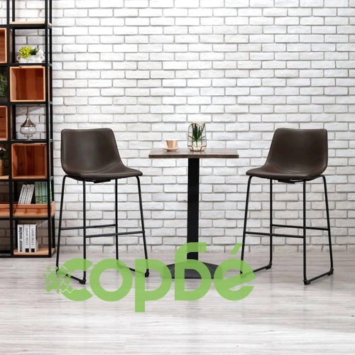 Бар табуретки, 2 бр, тъмнокафяви, изкуствена кожа ➤ топ цена ➤ sorbe.bg