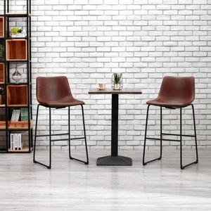 Бар табуретки, 2 бр, светлокафяви, изкуствена кожа