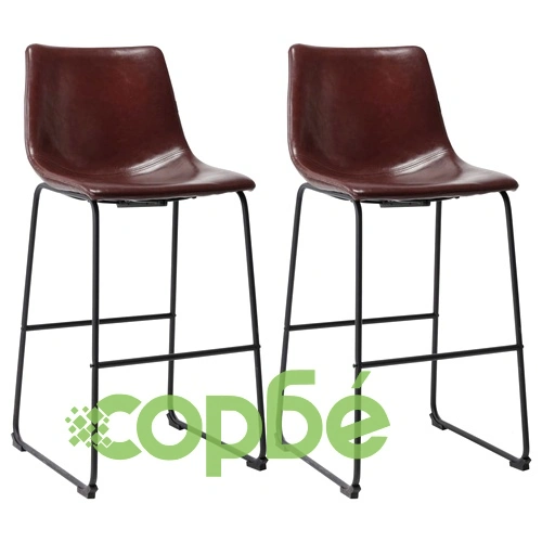 Бар табуретки, 2 бр, лъскаво кафяво, изкуствена кожа ➤ топ цена ➤ sorbe.bg