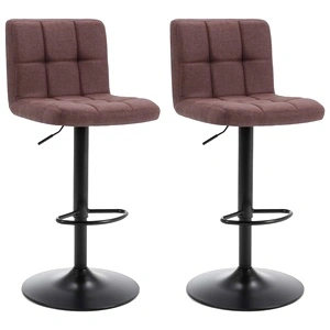 Бар табуретки, 2 бр, кафяви, текстил