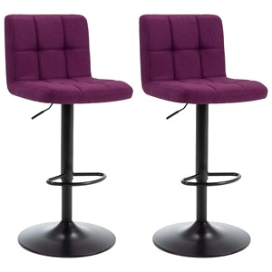 Бар табуретки, 2 бр, лилави, текстил