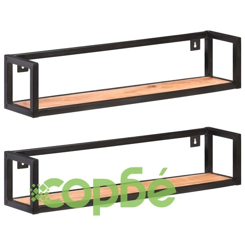 Рафтове за стена, 2 бр, 80 см, акация масив ➤ топ цена ➤ sorbe.bg