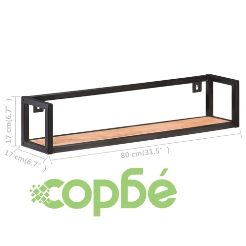 Рафтове за стена, 2 бр, 80 см, акация масив ➤ топ цена ➤ sorbe.bg