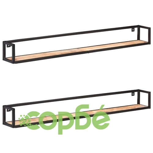 Рафтове за стена, 2 бр, 160 см, грубо мангово дърво ➤ топ цена ➤ sorbe.bg