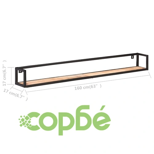 Рафтове за стена, 2 бр, 160 см, грубо мангово дърво ➤ топ цена ➤ sorbe.bg