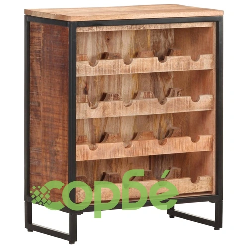 Шкаф за вино, 62x33x78,5 см, грубо мангово дърво ➤ топ цена ➤ sorbe.bg