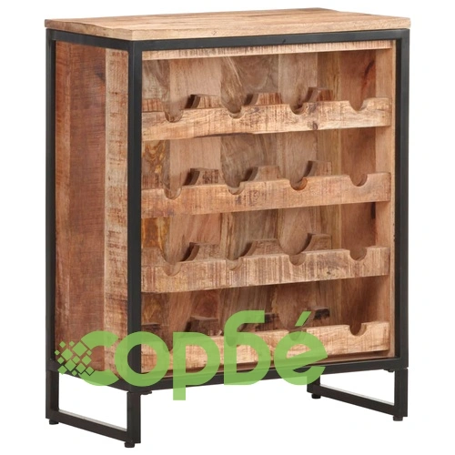 Шкаф за вино, 62x33x78,5 см, грубо мангово дърво ➤ топ цена ➤ sorbe.bg