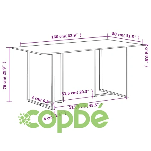 Трапезна маса, 160 cм, грубо мангово дърво ➤ топ цена ➤ sorbe.bg