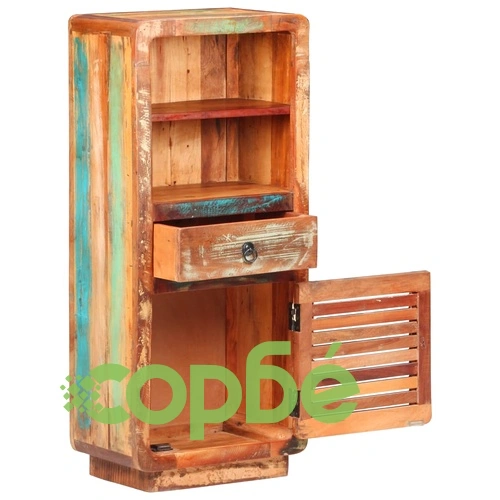 Висок шкаф, 45x32x110 см, регенерирано дърво масив ➤ топ цена ➤ sorbe.bg