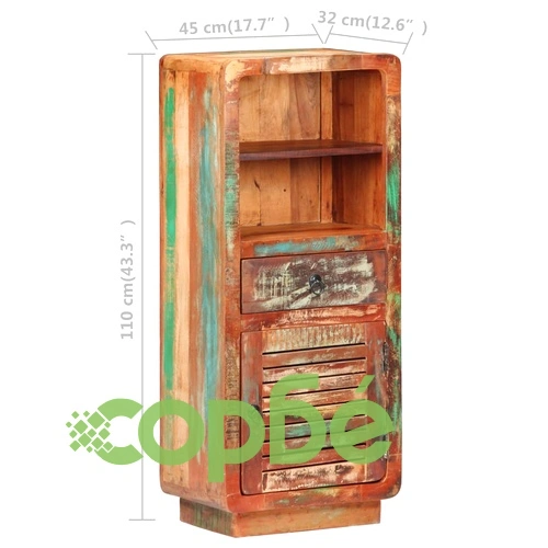 Висок шкаф, 45x32x110 см, регенерирано дърво масив ➤ топ цена ➤ sorbe.bg