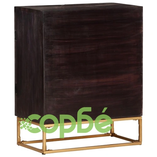 Шкаф, черен, 60x35x75 см, мангово дърво масив ➤ топ цена ➤ sorbe.bg
