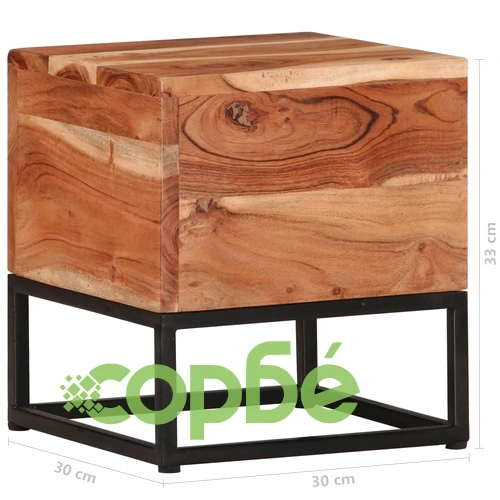 Странична маса, 30x30x33 см, акациево дърво масив ➤ топ цена ➤ sorbe.bg