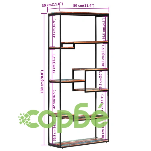 Библиотека, 80x30x180 см, регенерирана дървесина масив ➤ топ цена ➤ sorbe.bg
