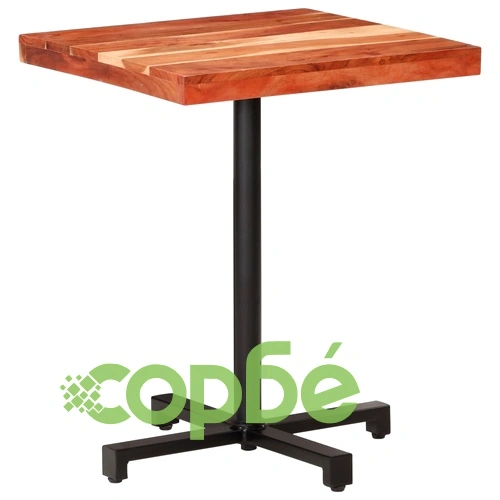 Бистро маса, квадратна, 60x60x75 cм, акациево дърво масив ➤ топ цена ➤ sorbe.bg
