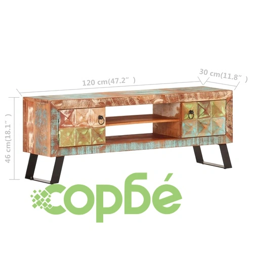 ТВ шкаф, 120x30x46 cм, регенерирано дърво масив на топ цена от sorbe.bg ТВ шкаф, 120x30x46 cм, регенерирано дърво масив ➤ топ цена ➤ sorbe.bg