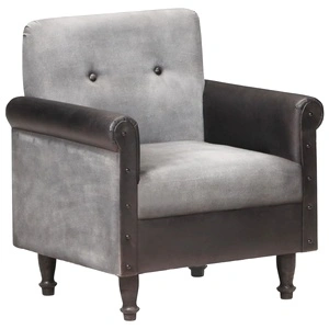 Фотьойл, черен, естествена кожа и канава