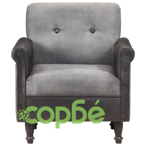 Фотьойл, черен, естествена кожа и канава ➤ топ цена ➤ sorbe.bg