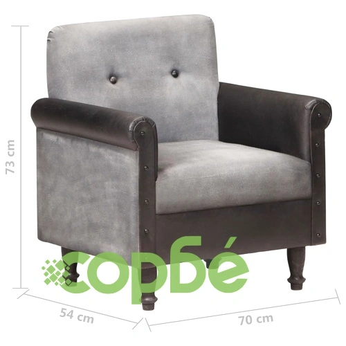 Фотьойл, черен, естествена кожа и канава ➤ топ цена ➤ sorbe.bg